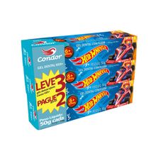Gel Dental Infantil Condor Hot Wheels Morango 50g 3 unidades Gel Dental Infantil Condor Hot Wheels Morango 50g Leve 3 Pague 2