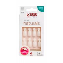 Unha Postiça Kiss Salon Natural Quadrado Curto com Aba 28 Unidades