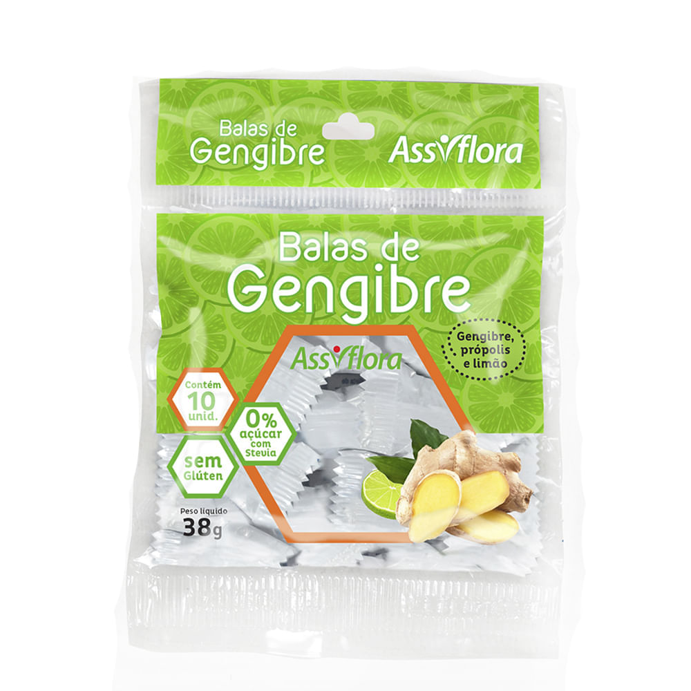 Bala Gengibre Assiflora  Própolis Limao Zero Açúcar 38g - Vencimento Agosto/2023 - Vencimento Agosto/2023