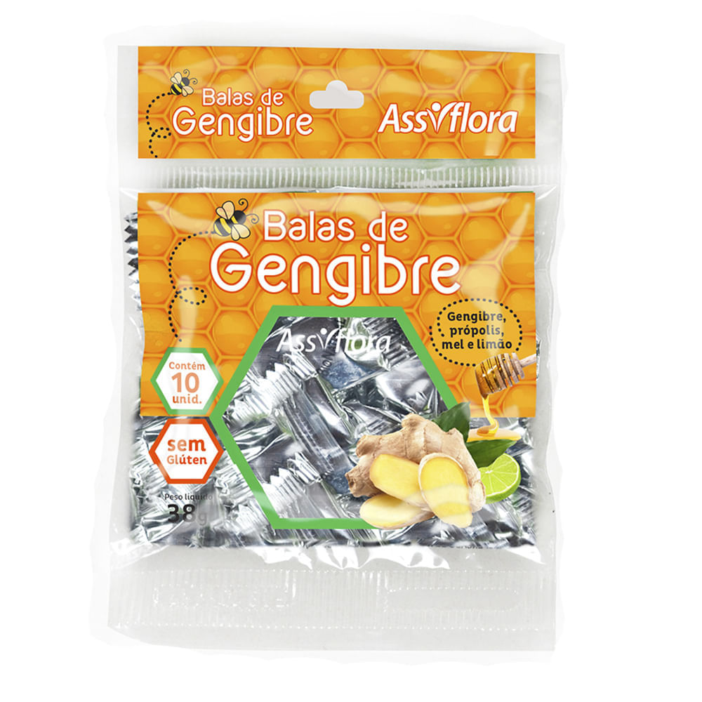 Bala Gengibre Assiflora Própolis Limao Mel Trad 38g - Vencimento Agosto/2023 - Vencimento Agosto/2023
