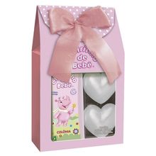 Kit Colônia Infantil Cheirinho de Bebê Rosa 210m + Sabonete Coração 2 Unidades