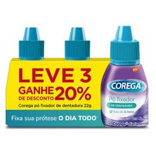 Kit Fixador Prótese Corega Pó 3 Unidades Corega Po Lc 22g 3un+20%Desc
