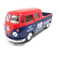 Miniatura kombi 1963 Vermelho Azul cabine dupla de serviço 1/34