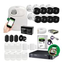 Kit 8 cameras de Segurança e alarme Residencial E Comercial Acesso App Intelbras