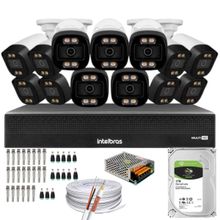 Kit 13 Câmeras Segurança FullColor Visão Noturna Colorida 1080p 2.8mm Dvr Intelbras 1tb