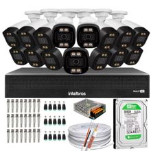 Kit 15 Câmeras Segurança FullColor Visão Noturna Colorida Dvr Intelbras 1016c Hd 500gb