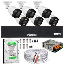 Kit 6 Câmeras Segurança FullColor Colorido Dia e Noite Dvr Intelbras 1008c Hd 500gb