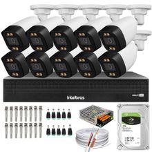 Kit 10 Câmeras Segurança FullColor Visão Noturna Colorida 1080p 2.8mm Dvr Intelbras 1tb