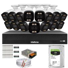 Kit 15 Câmeras Segurança FullColor Visão Noturna Colorida 1080p 2.8mm Dvr Intelbras 1tb
