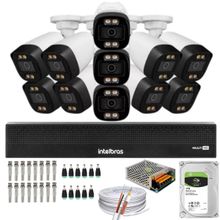Kit 11 Câmeras Segurança FullColor Visão Noturna Colorida 1080p 2.8mm Dvr Intelbras 1tb