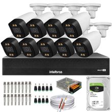 Kit 9 Câmeras Segurança FullColor Visão Noturna Colorida 1080p 2.8mm Dvr Intelbras 1tb