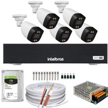 Kit 5 Câmeras Segurança FullColor Visão Noturna Colorida 1080p 2.8mm Dvr Intelbras 1tb