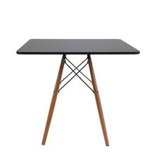 Mesa De Jantar Eiffel Quadrada 90 Cm Tampo De Madeira Preta
