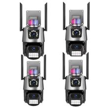 Kit 4 Câmera De Segurança Externa Lente Dupla 4k Led Sirene Policial