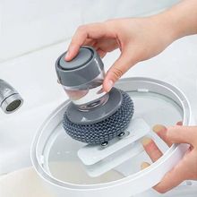 Escova de Aço Limpeza Com Recipiente Para Detergente Multiuso Lava Louças