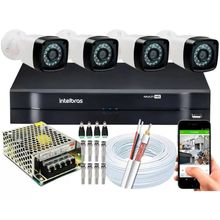 Kit 4 Cameras Segurança 720p Full Hd Dvr Intelbras Mhdx 4ch S/hd