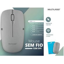Mouse Sem Fio 2.4GHZ 1200 DPI Usb Cinza MO287 Multilaser