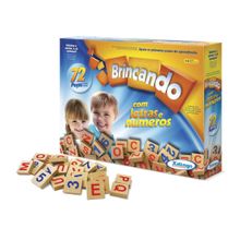 Brinquedo Educativo Brincando com Letras e Números 72 pçs em Madeira Xalingo
