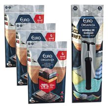 3 Saco a Vácuo Protetor Cobertor Edredom Travesseiro Guarda Roupa Mala Anti Odor Umidade + Bomba