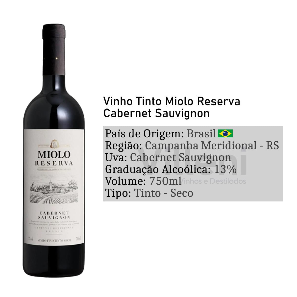 Vinho Tinto Seco Miolo Reserva Cabernet Sauvignon 750ml - Shop Coopera