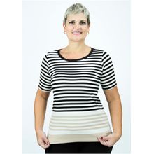 Blusa Manga Curta Pau a Pique Listrada Preto