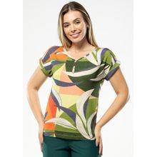 Blusa Pau a Pique Estampada Verde