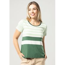 Blusa Manga Curta Pau a Pique Listrada Verde