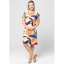 Vestido Pau a Pique Estampado Laranja