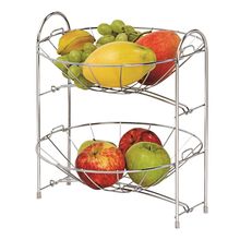 Fruteira de Mesa Redonda  Dupla para Bancada Cromada Organização Decoração Cozinha