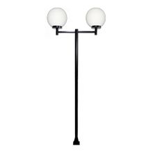 Poste Luminária Dupla Globo G Braço Reto Jardim Preto 200cm