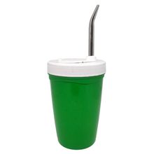 Copo Cuia Tereré Plástico Prático Verde Com Bomba Inox