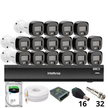 Kit 16 Câmeras Intelbras 3220b Full Color Com Áudio Dvr Intelbras Imhdx 3132 Inteligência Artificial Hd 6tb