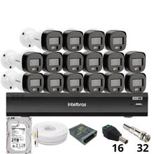 Kit 16 Câmeras Intelbras 3220b Full Color Com Áudio Dvr Intelbras Imhdx 3132 Inteligência Artificial Hd 2tb