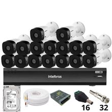 Kit 16 Câmeras Intelbras 1220b Full Hd Dvr Intelbras Imhdx 3132 Inteligência Artificial Hd 2tb