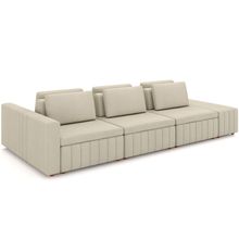Sofá Ilha com Puff para Sala Living 365cm Amber M03 Linho Cru - Lyam Decor