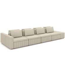 Sofá Ilha com Puff para Sala Living 465cm Amber M03 Linho Cru - Lyam Decor