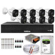 Kit 09 Cameras Full Color Intelbras Dvr Mhdx 16 Ch Color Noite C/HD 1TB