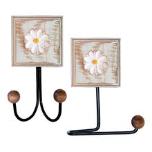 Kit banheiro 2 peças. 1 Toalheiro Duplo + 1 porta papel higiênico Artesanal Flor Madeira
