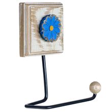 KIT 2 Porta Papel Higiênico de Madeira e Ferro Rustico flor Azul