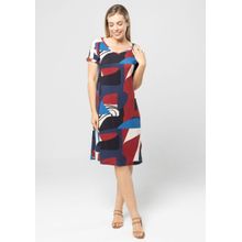 Vestido Pau a Pique Estampado Azul Marinho