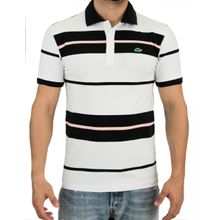 Polo Pau a Pique Listrada Branco/Preto BRANCO / MARINHO - P