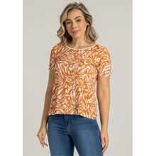 Blusa Pau a Pique Estampada Bege