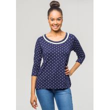 Blusa Pau a Pique Poá Azul Marinho