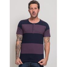Camiseta botões Pau a Pique Listrada Roxo