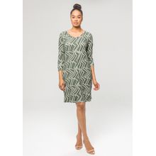 Vestido 3/4 Pau a Pique Estampado Verde