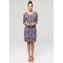 Vestido 3/4 Pau a Pique Estampado Azul Marinhho