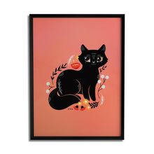 Quadro Decorativo Gato Preto By Fe Sponchi - Beek