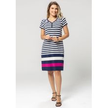Vestido Pau a Pique Listrado Azul Marinho