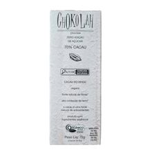 Chocolate 70% Cacau Zero Açúcar Orgânico CHoKolaH 70g