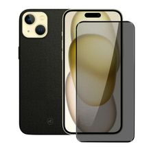 Kit Capa Couro Dual Preta e Película Defender Pro Privacidade para iPhone 15 Plus - Gshield